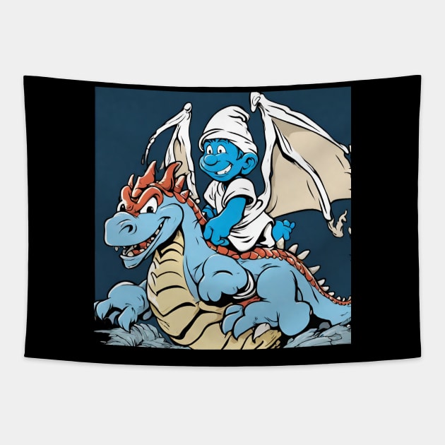smurf with his dragon Tapestry by Smurf