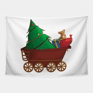 Christmas Tree Wagon Tapestry