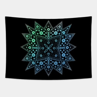 Starburst Gradient Mandala blue-green Tapestry