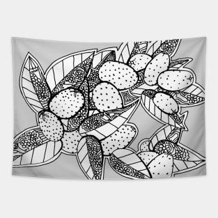 California Kumquats Black and White Pen and Ink Drawing Tapestry