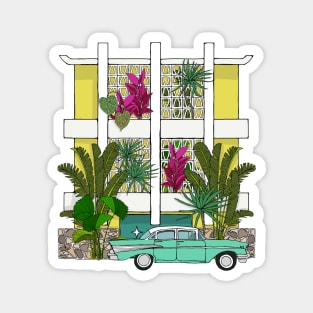 Mellow Yellow Breeze Block Apartments with Plants Magnet