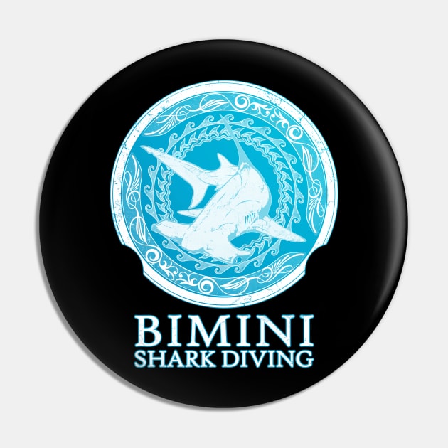 Hammerhead Shark Diving Bimini Pin by NicGrayTees