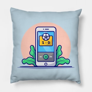 Online Soccer Match Cartoon Vector Icon Illustration (2) Pillow