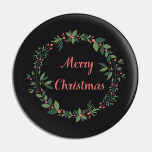 Merry Christmas Wreath Pin