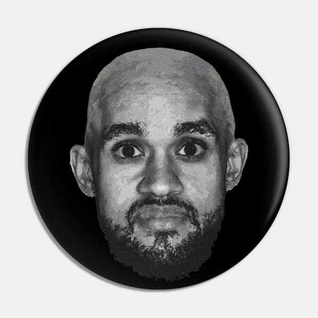 Bald Derrick White Funny Vintage Face Pin by rattraptees