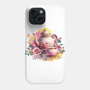 Watercolor Tea Pot And Cup With Flowers Phone Case