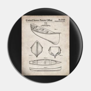 Canoe Patent - Kayak Art - Antique Pin