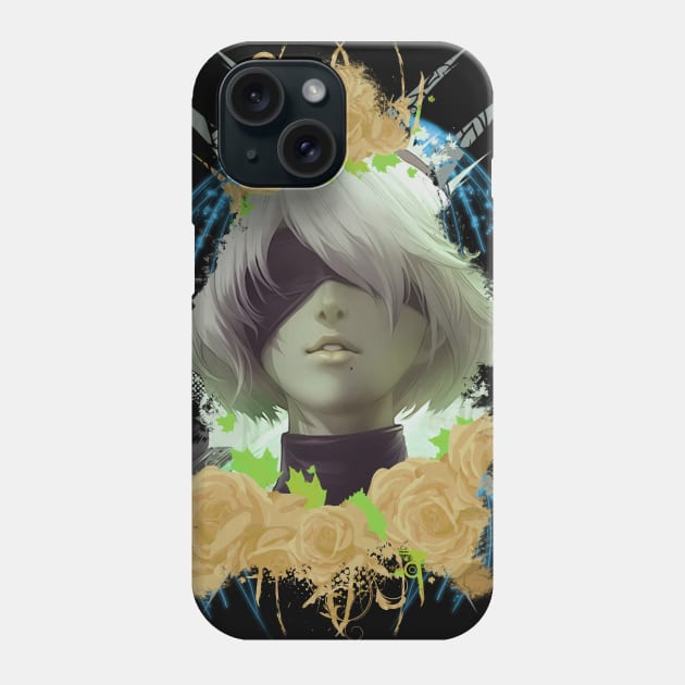 RobotGirl - Gold Roses Phone Case by Scailaret