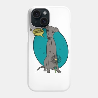 Funny greyhound design; Grey Italian greyhound with a dandelion flower Phone Case