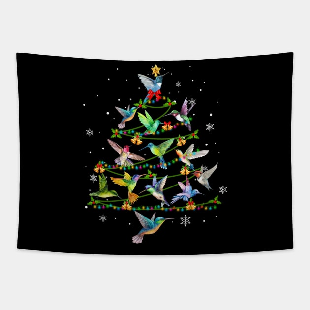 Cute Hummingbird Christmas Tree Xmas Gift Tapestry by Simpsonfft