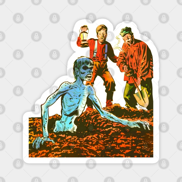 Return from the grave. Tomb of Terror. Tales beyond belief and imagination. Zombie Comic Retro Vintage Magnet by REVISTANGO