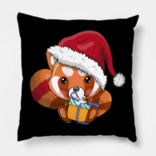 Cute cartoon red panda with christmas hat Pillow