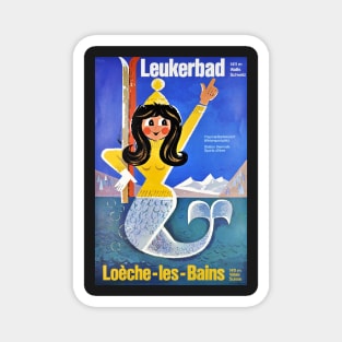 Leukerbad, Station thermale, Ski Poster Magnet