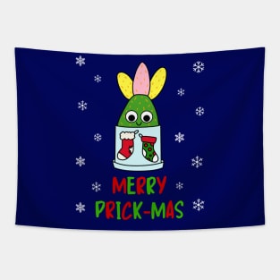 Merry Prick Mas - Hybrid Cactus In Christmas Themed Pot Tapestry