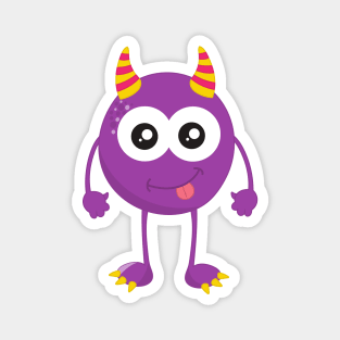 Cute Monster, Purple Monster, Funny Monster, Horns Magnet