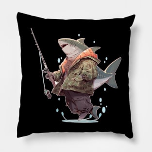 Funny Anime Shark Fisherman Pillow