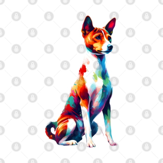 Energetic Basenji in Colorful Abstract Splash Art Style by ArtRUs