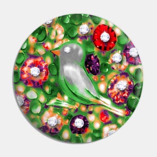 Bird and Flowers Pin