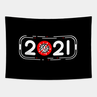 Vaccinated 2021 Black and White Text Based Design Tapestry