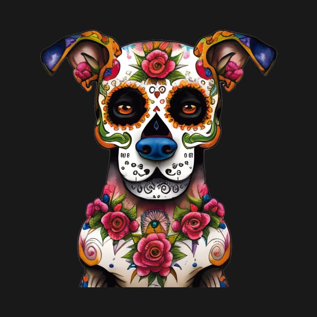 Adorable Sugar Skull Dog Art for Día de los Muertos by ImaginativeInkPOD