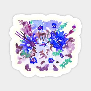 watercolor floral arrangement 2020 design in blue Magnet