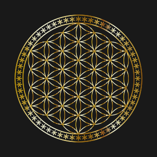 Flower of Life Sacred Geometry Gold Metal T-Shirt