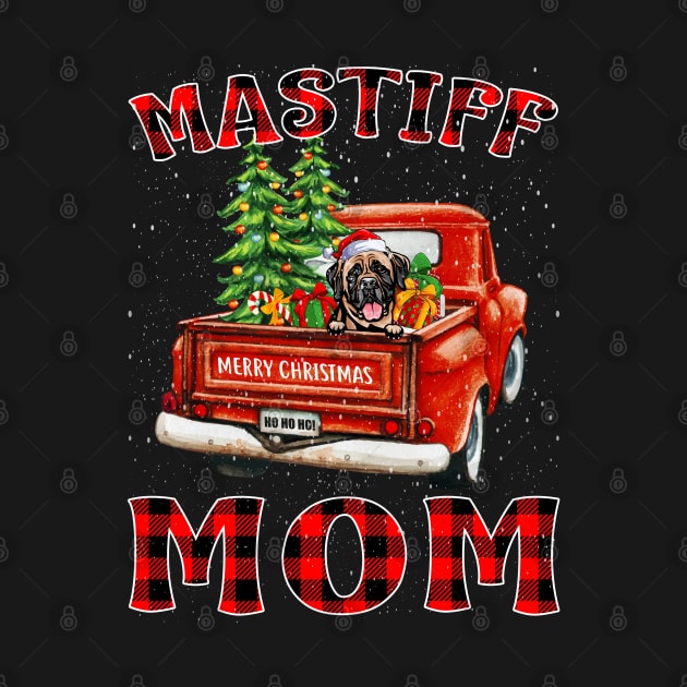 Christmas Mastiff Mom Santa Hat Truck Tree Plaid Dog Mom Christmas by intelus