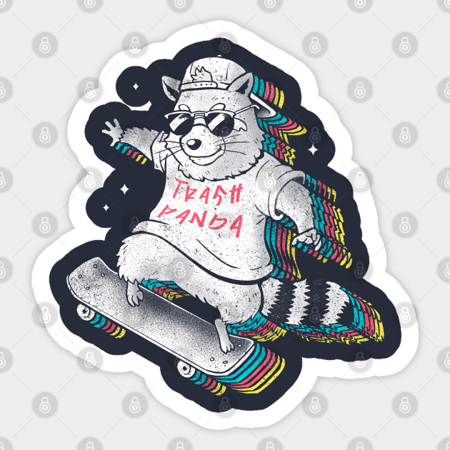 Rainbow Trash Panda - Cute Skater Raccoon Xmas Gift - Raccoon - Sticker