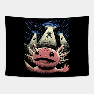 Axolotl and Aliens: Extraterrestrial Encounter Tapestry