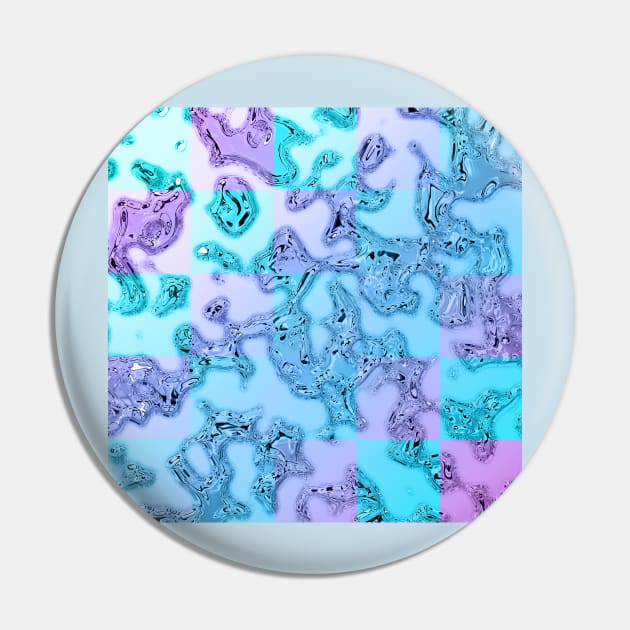 Chrome Vaporwave 80s Checkers Water droplet Pin by melisssne