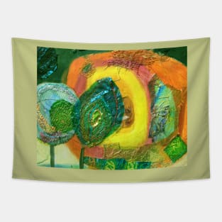 colourful abstract in yellow, green and orange Tapestry