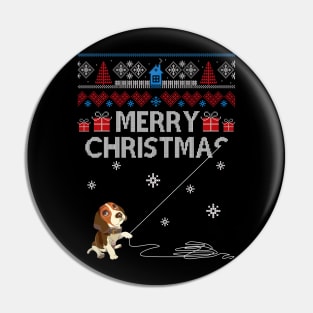 Merry Christmas Funny Naughty Beagle Pin