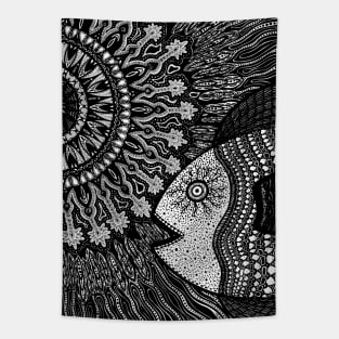 We Could All Use a Little Bit of Meditation - black and white Tapestry