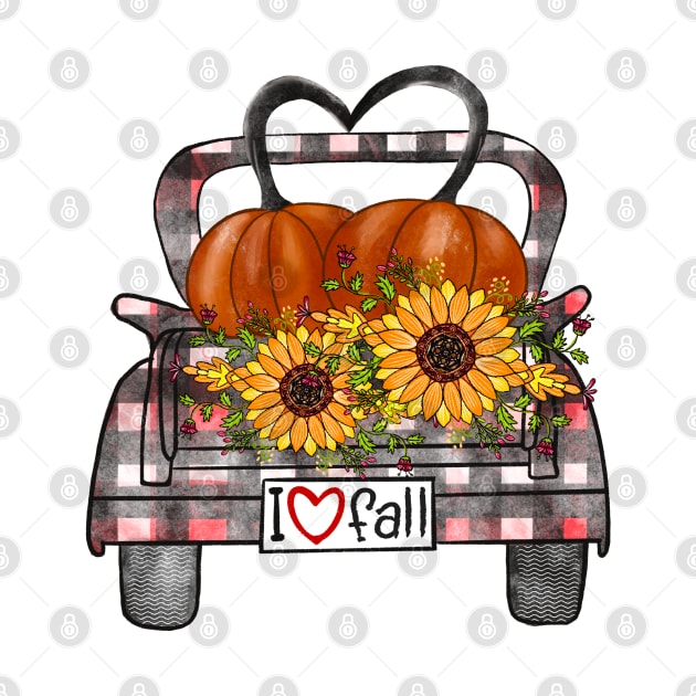 Womens I Love Fall Pumpkin Truck Cute Autumn by luxembourgertreatable