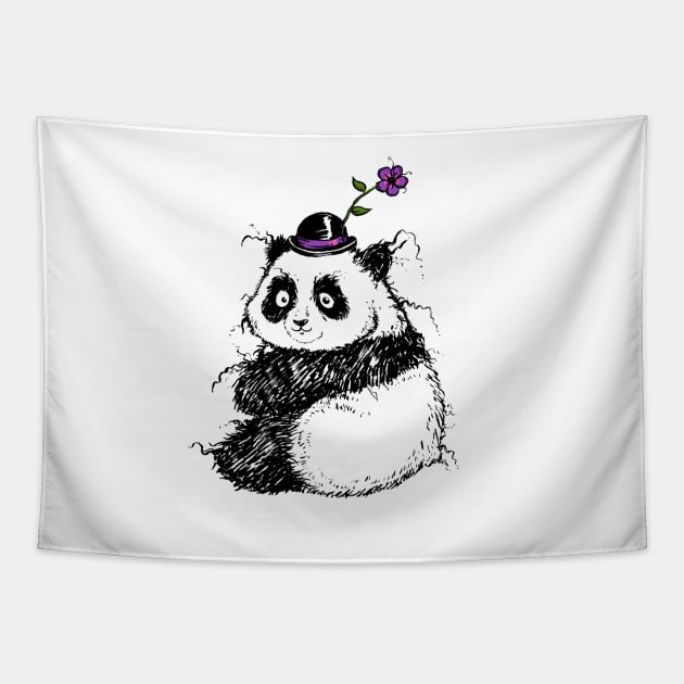 Plump Little Panda with an Adorable Hat Tapestry by obillwon