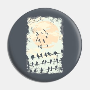 Birds by wire Pin