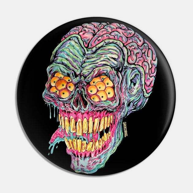 Demon Brain Head Pin by Robisrael