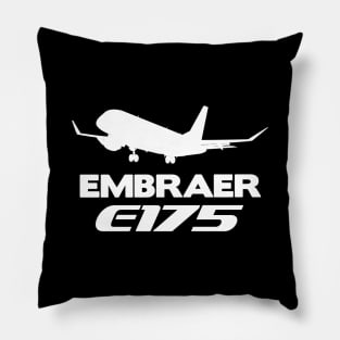 Embraer E175 Silhouette Print (White) Pillow