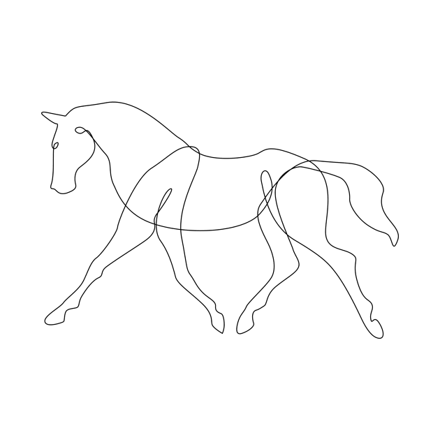 Horse line art #3 by Crystal Tiger Art