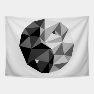 Eastern symbol of yin and yang harmony in polygonal style Tapestry