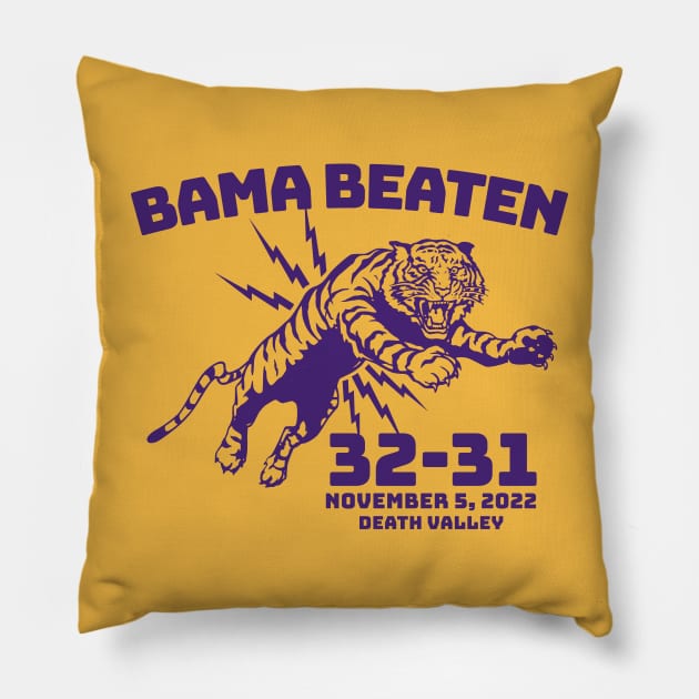 Bama Beaten 32-31 // Upset in Baton Rouge // Vintage Tiger Football Death Valley Pillow by SLAG_Creative