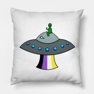 Nonbinary Pride Alien Pillow