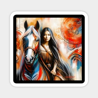 Queen and her horse by Charlotte VanRoss( cvanross ) Magnet