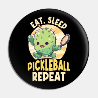 Eat Sleep Pickleball Repeat Funny Pickleball Lover Pin