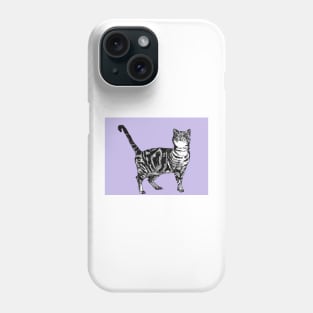 Tabby Cat Art Lilac Purple Pattern Phone Case