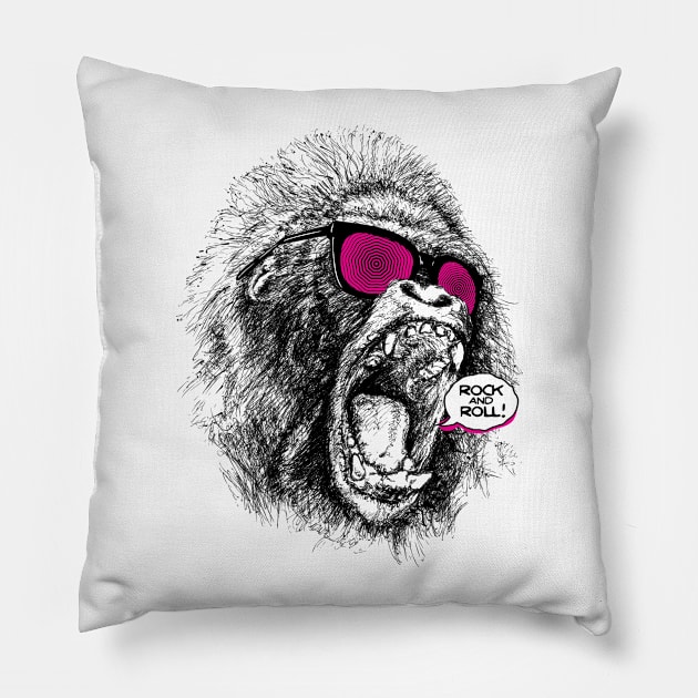 ROCK & ROLL APE Pillow by Israelitoflores