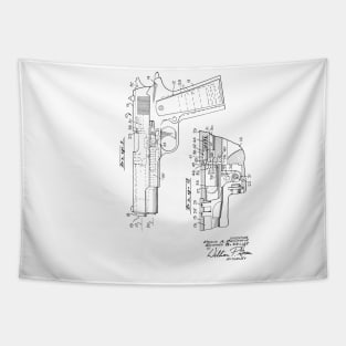 Firearm Gun Vintage Patent Hand Drawing Tapestry