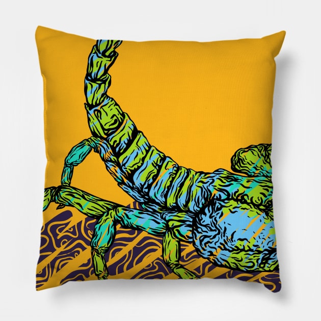 Scorpion collor Pillow by nelateni