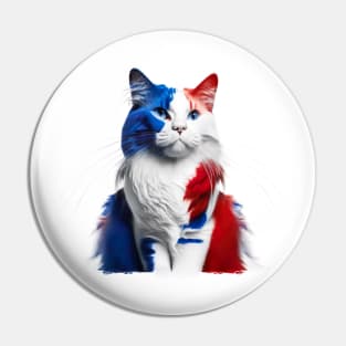 [AI Art] Red, blue and white fluffy Kitty Cat Pin