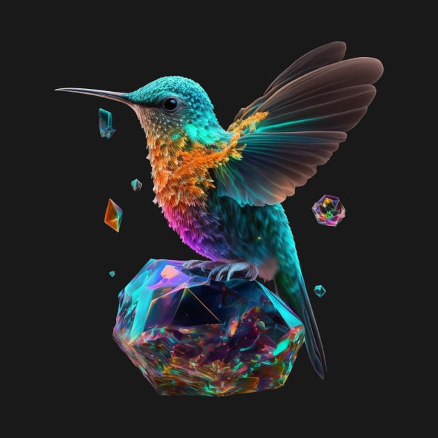 Psychedelic Hummingbird and Space Crystals by SCHummingbirds